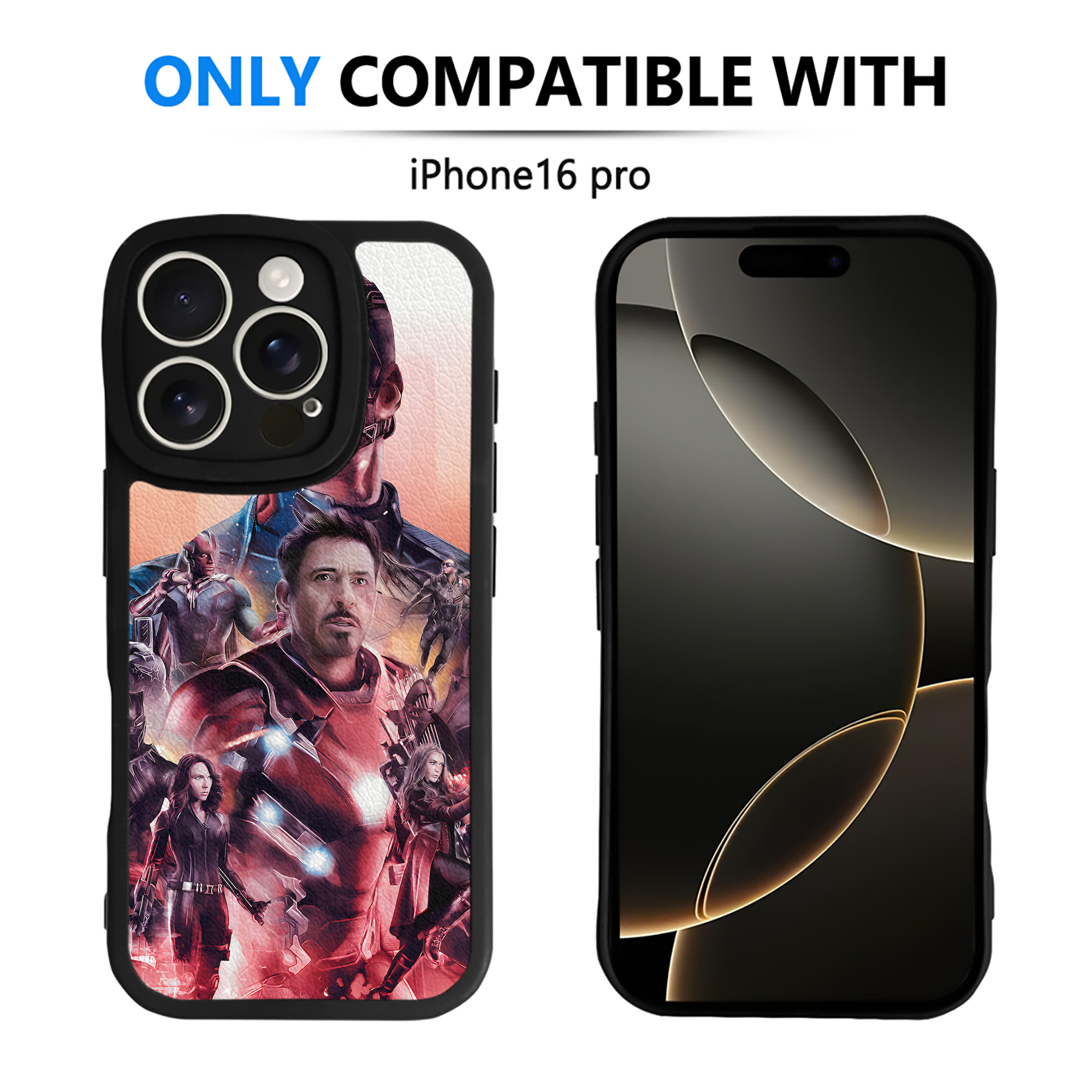 （画像用） アベンジャーズ The Avengers 【iPhone 16シリーズ対応】シリコンスマホケース（レザー調） 材質：シリコン